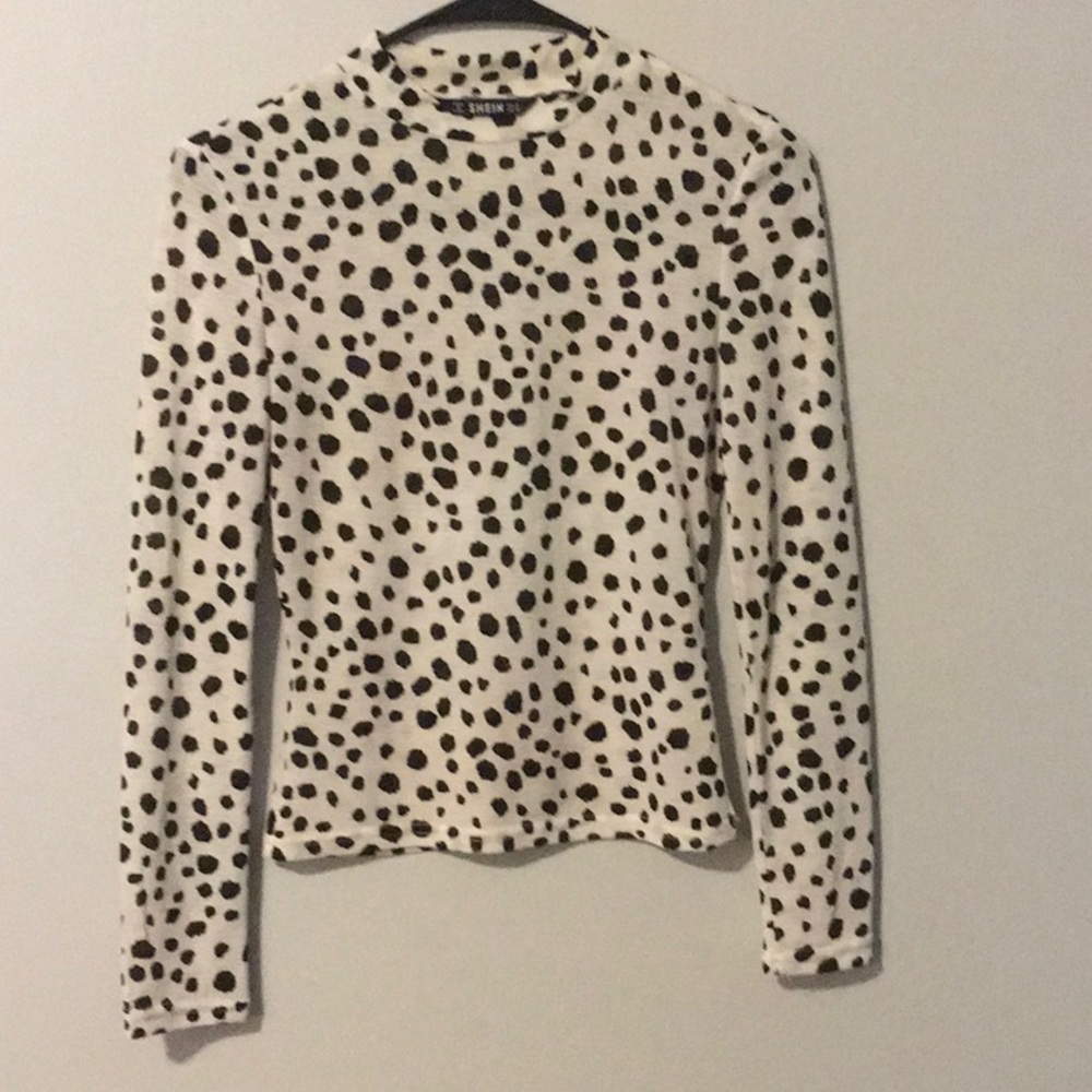 Shein mock-neck all over print long sleeve tee.